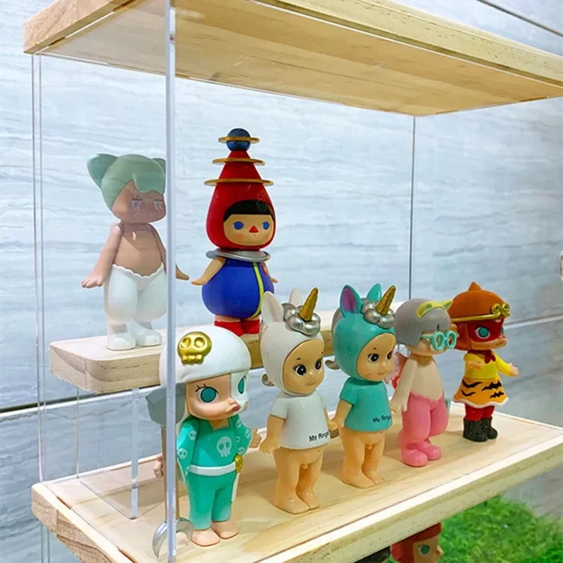 صندوق عرض خشبي لديكور المنزل، صندوق تخزين شفاف من الأكريليك، علبة عرض العطور، عرض منظم لعبة الشكل