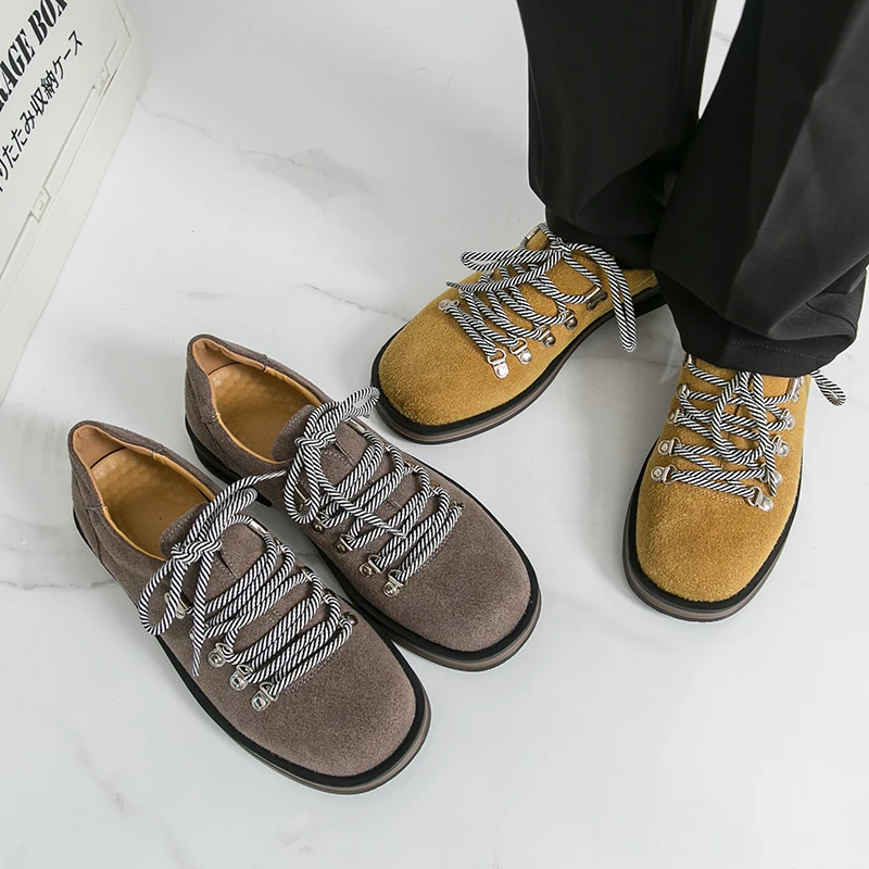 أحذية ديربي جلدية كاجوال بنمط مصمم عصري للرجال، أحذية مسطحة برباط #3