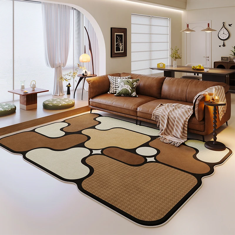VIKAMA Dopamine Patchwork Imitation Cashmere Rug Comfort Washable Living Room Sofa Rug Bedroom Rug Recliner Chair Rug Home Decor