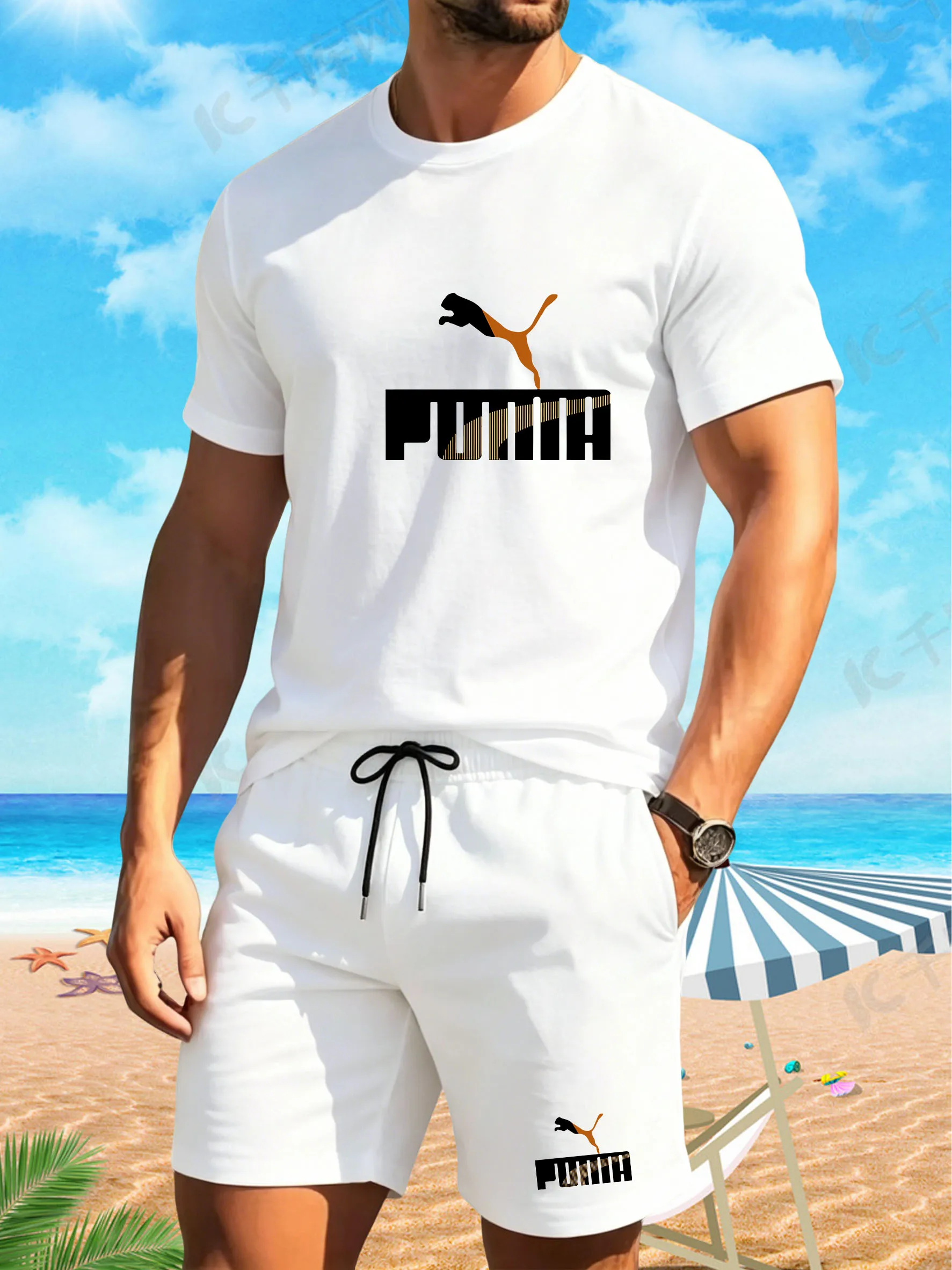 Nuevo Conjunto Deportivo de Verano 2026 para Hombre, Camiseta y Pantalones Cortos Transpirables, Estilo Casual de Dos Piezas