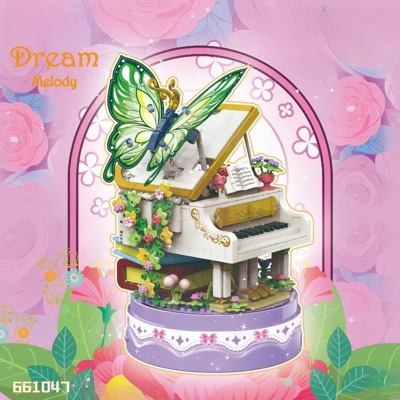حلم فراشة البيانو صندوق تشغيل الموسيقى اللبنات فراشة الجمعية اليدوية الإبداعية نموذج العصرية اللعب جمع الحلي #1