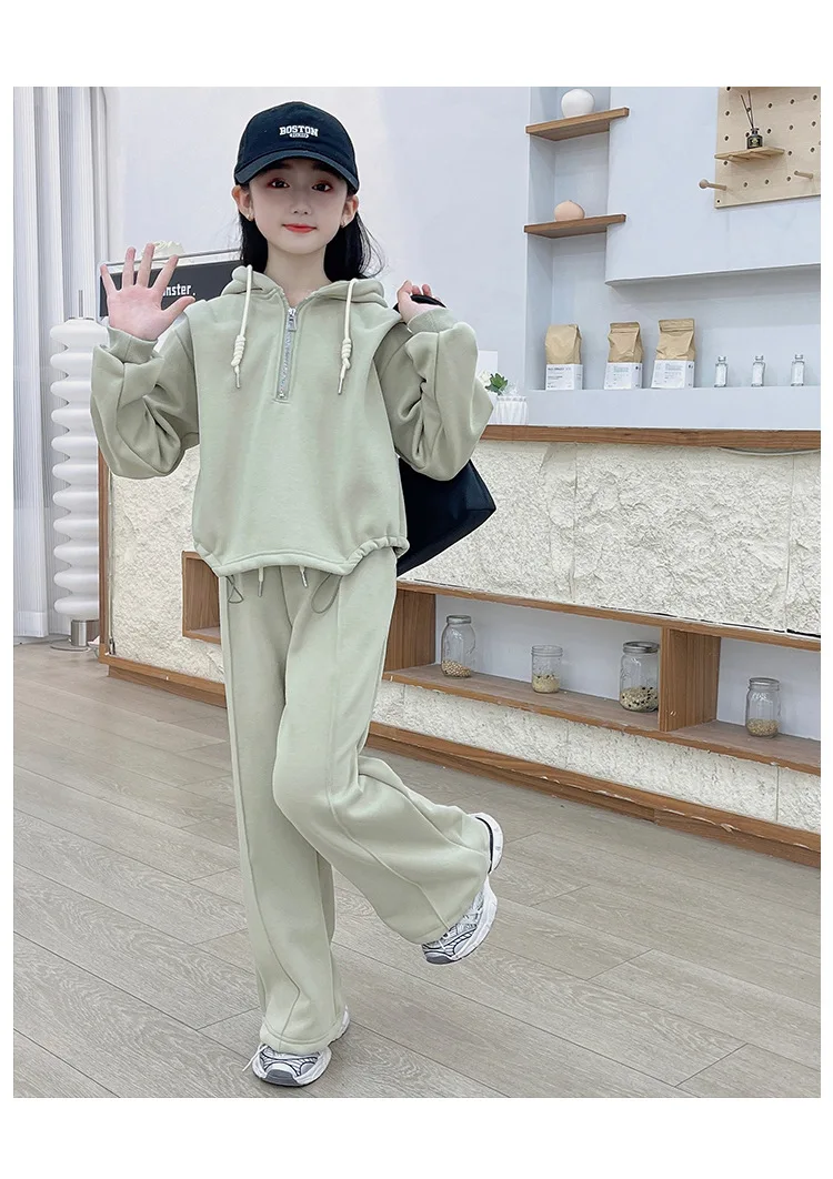 女の子のアンサンブル,衣類,パンツ,ワイドレッグ,新しい春と秋の服,2024