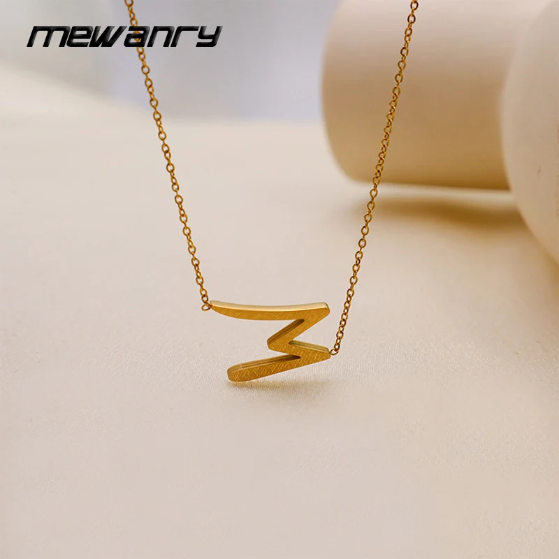 Mewanry 316L Stainless Steel M Letter Pendant Necklaces For Women Personality Minimalist Elegant Fashion Birthday Jewelry Gifts