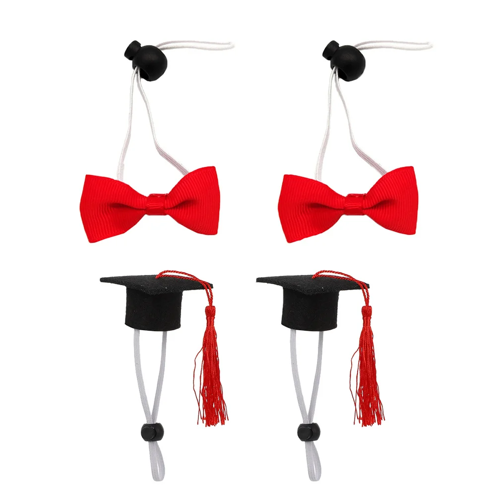 

4pcs Set Adjustable Mini Caps Bow Ties For Small Pets Dog Cat Mouse Turtle Party Decorations Gift Pet Supplies Mini Graduation