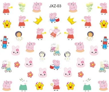 Peppa Pig Nail Sticker Children\'s Cartoon Doll Makeup Toy Nylon Sticker Kawaii Girl Birthday Gift