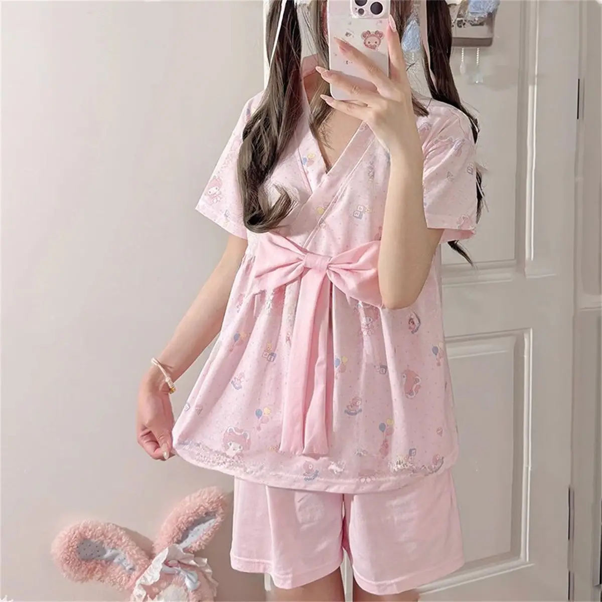 

Sanrio My Sweet Piano Sexy Pajamas Set Summer Pijama Shorts Short Sleeve Sleepwear Kawaii Cartoon Pyjama Home Suit for Women New