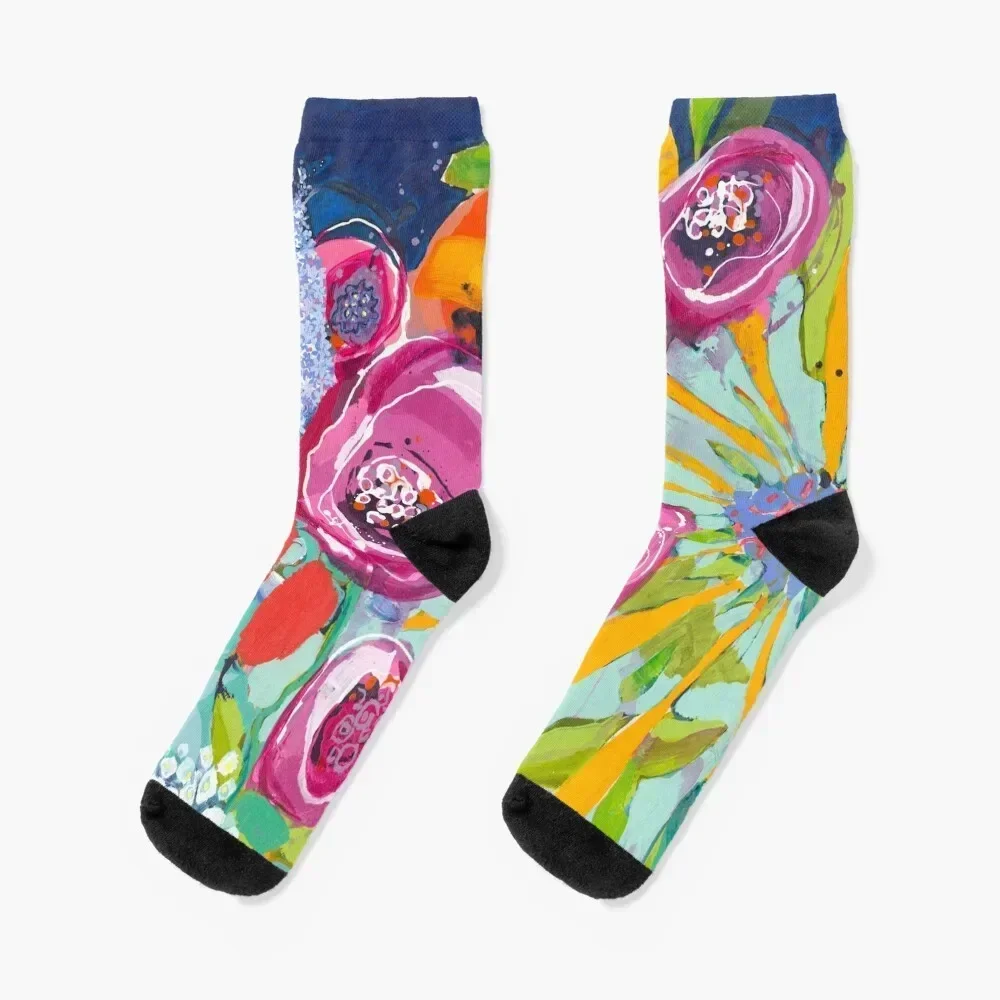 

Overgrown and Wild - abstract floral painting by Canadian artist, Claire Desjardins Socks summer Socks Women's Men's