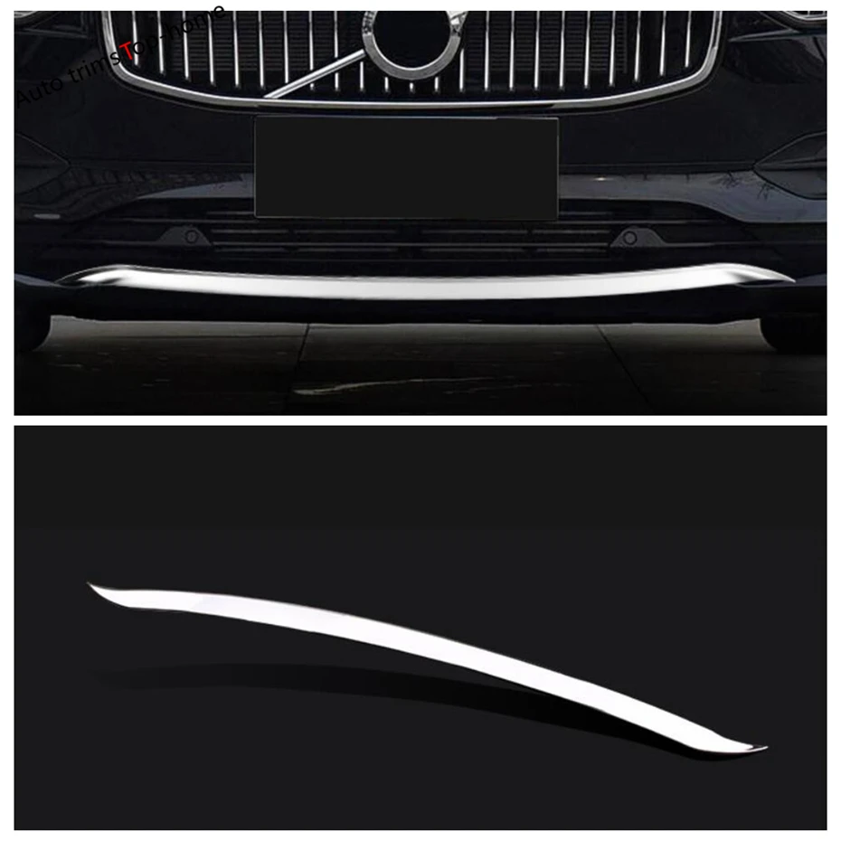 Stainless Steel Front Bottom Bumper Grille Grill Vent Decoration Strips Cover Trim Fit For VOLVO S90 2017 2018 2019 Accessories