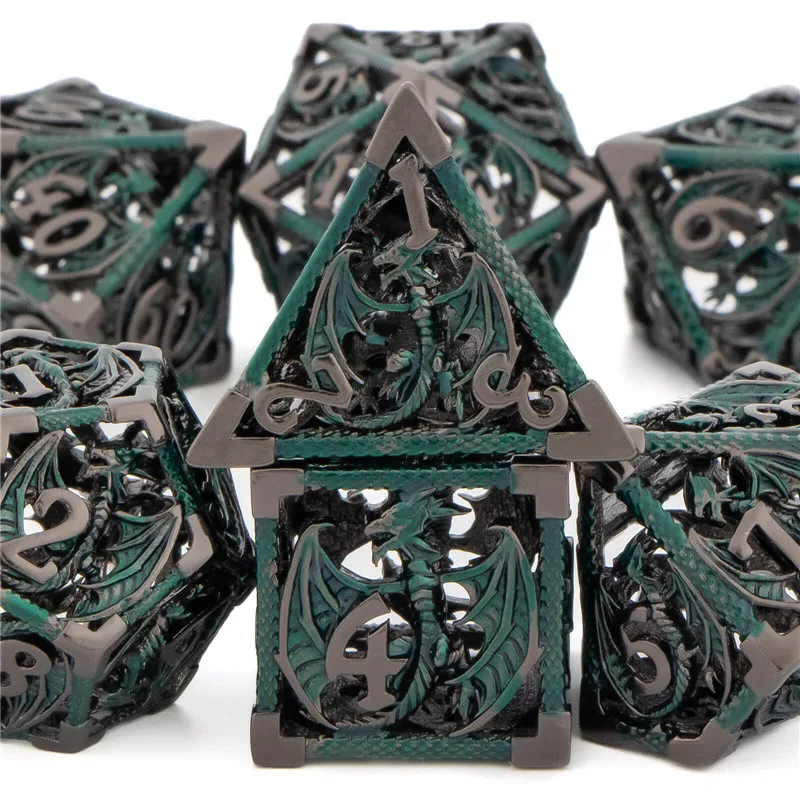 

OUKELANWO DND Metal Hollow Dice Set D&D, Polyhedral Role Playing Dice, D and D Dungeon and Dragon Dice D20 D12 D10 D8 D6 D4