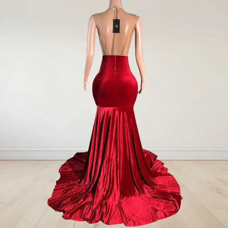 Ballkjole Red Mermaid Prom 2025 Custom Silver Beaded Evening Gown For Birthday Parties Rhinestone Wedding Party Dress