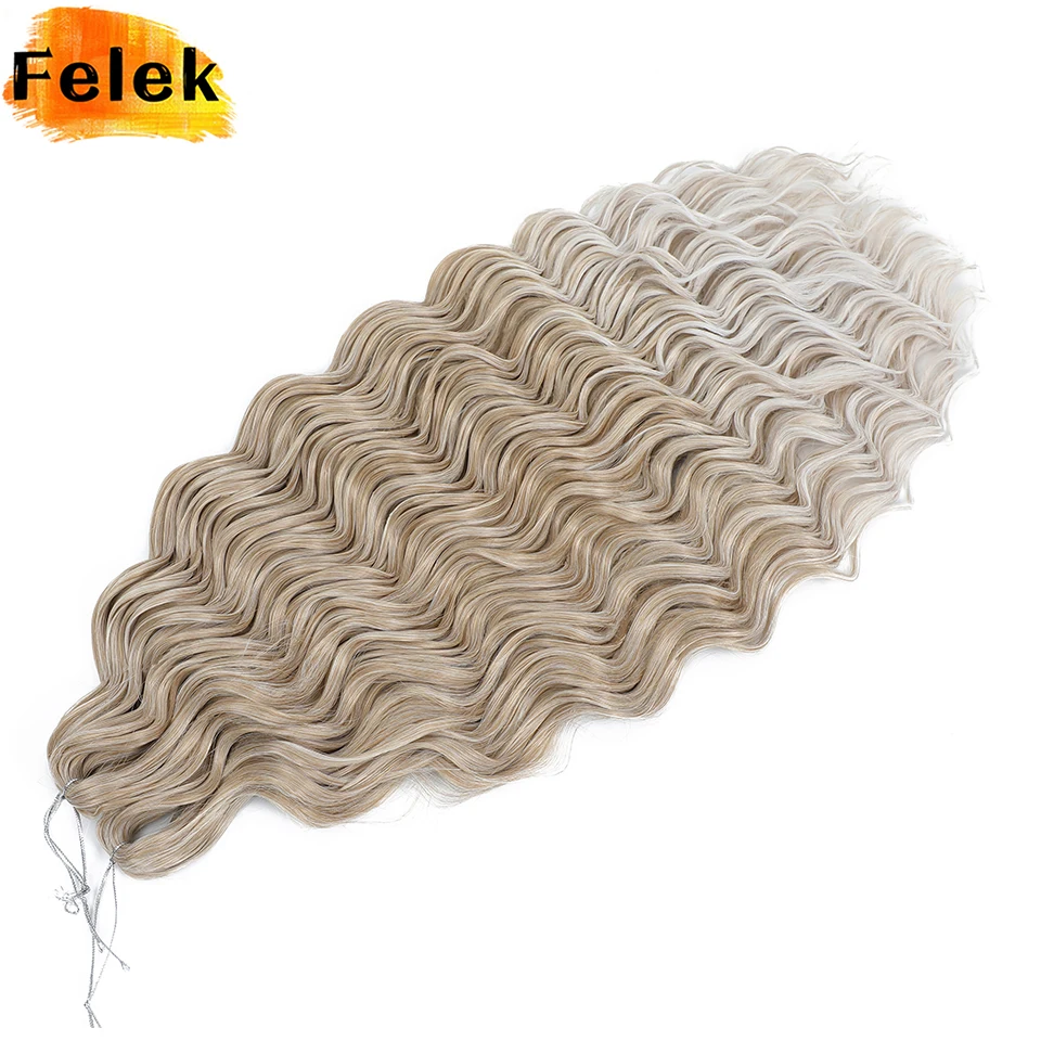 Anna Knitted Hair Synthetic Loose Deep Wave Braiding Hair Extensions 24 Inch Curly Braiding Hair Ombre Blonde Twist Crochet Hair