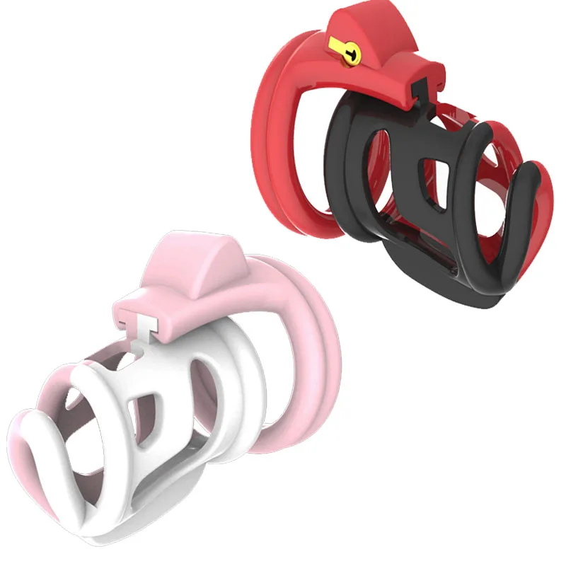 Erotic Accessories Male Device Sextoys Colorful Male Chastity Device Cock Cage With 4 Size Rings Adult Lock  Sexy Toys For Men