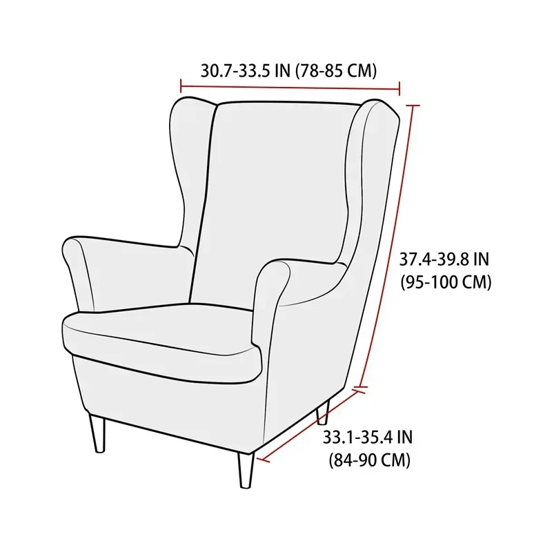 Velvet Wing Chair Cover Stretch Spandex Wingback Chair Cover Elastic Armchair Covers Sofa Slipcovers with Seat Cushion Cover