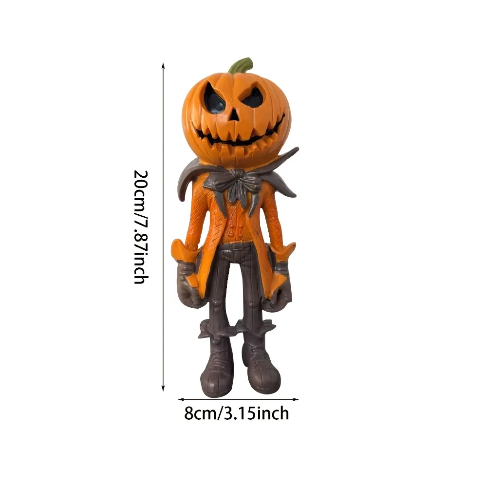 Halloween Pumpkin Figurine Resin Jack O Head Vintage Spooky Seasonal Gift for Mantel Shelf Fireplace Bookshelf Table