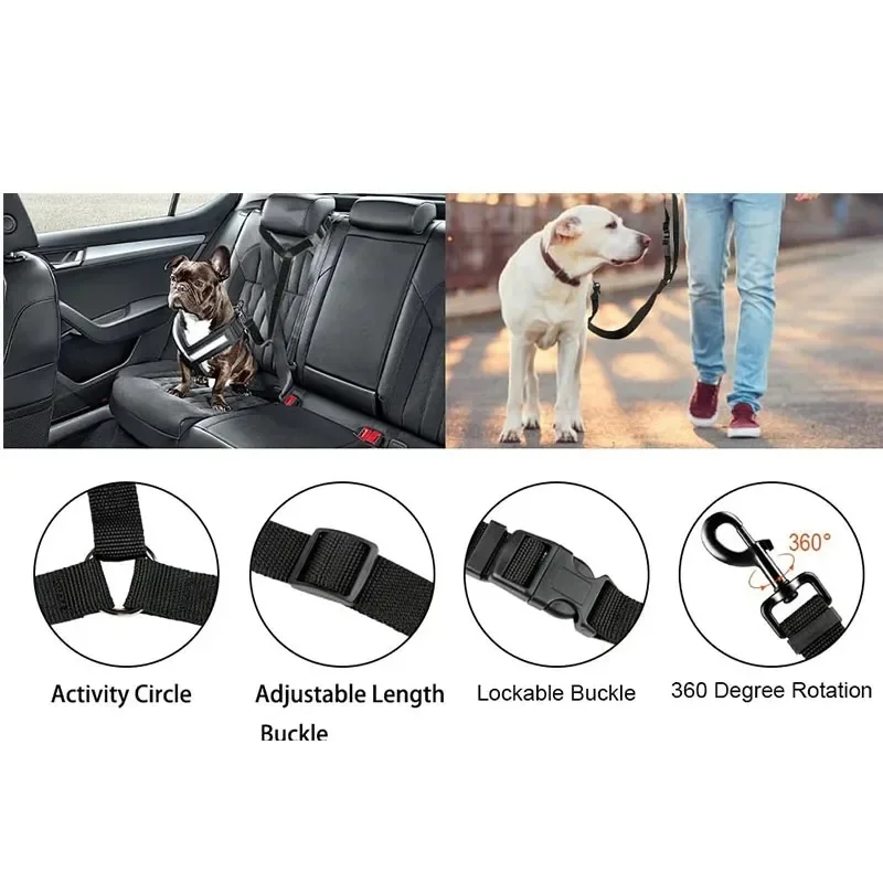 Cinturón de seguridad ajustable nailon para perros en el coche - imagen 3