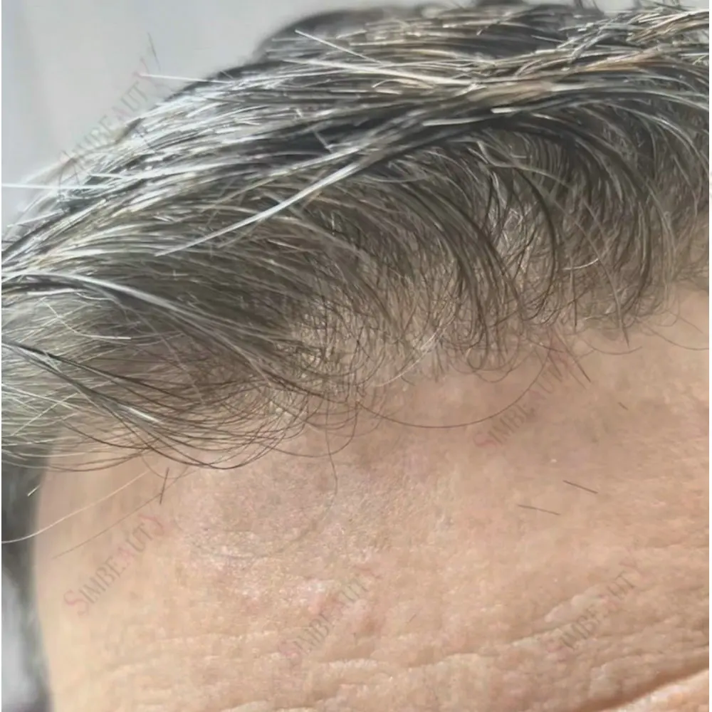 شعر مستعار للرجال شعري صناعي شعر بشري خط شعر طبيعي 0.02 ملم جلد رقيق للغاية غير قابل للاكتشاف 520 # 60R استبدال الشعر الذكور #3
