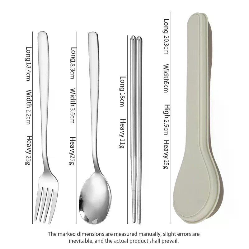Four Piece Cutlery Set With Box Stainless Steel Korean Cutlery Spoon Fork Chopsticks Spoon Shape Box Cutlery Travelling view 6