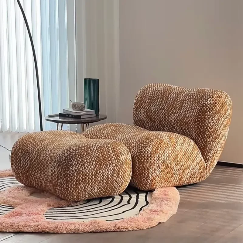 Yicheng Modern Leisure Recliner Lazy Sofa Lounge Fabric Accent Chair with Stool for Home Living Reading Room