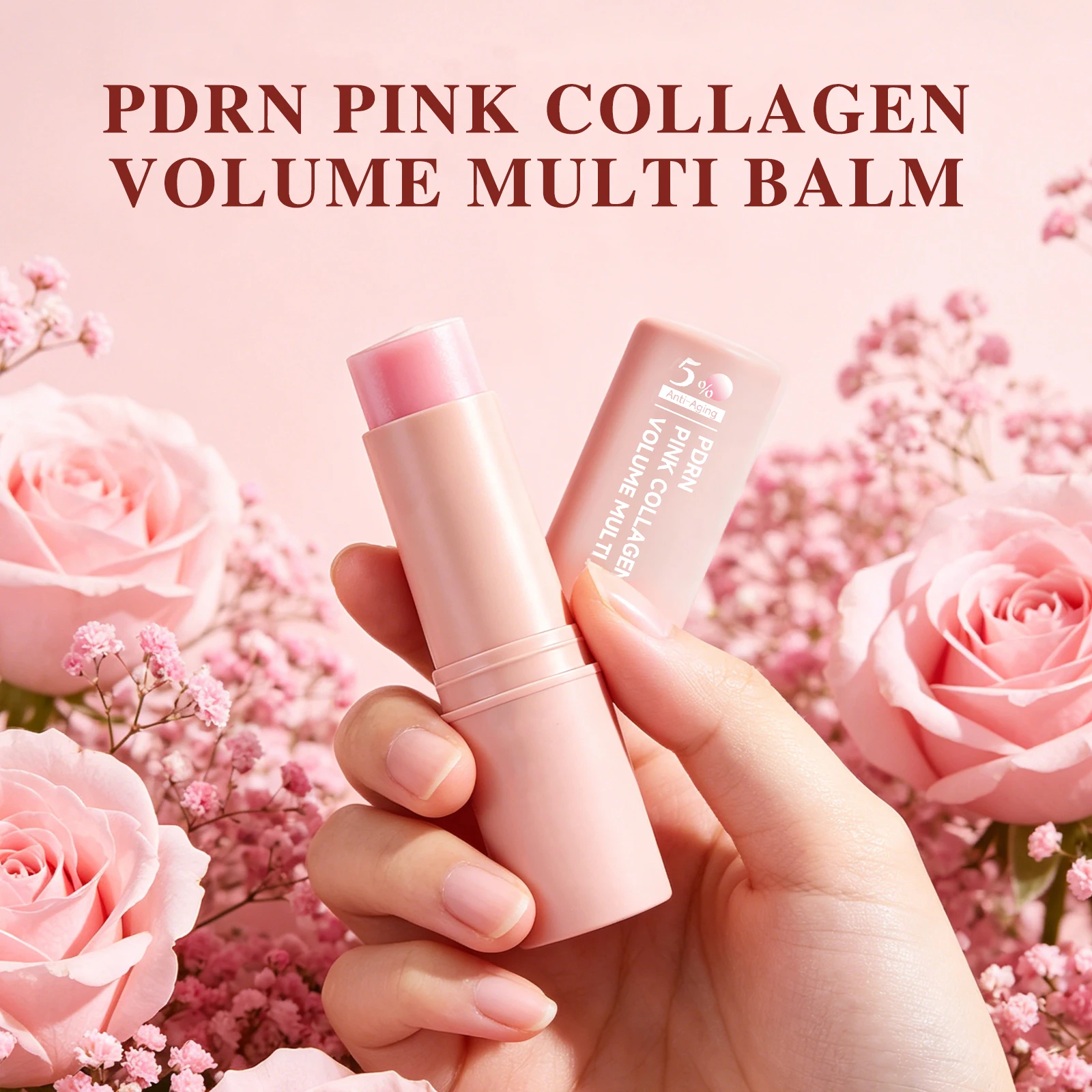 PDRN Pink Collagen Multi Volume Balm Stick Anti Wrinkles Firming Eye Neck Forehead Face Fine Lines Revitalize Skin Cream Stick