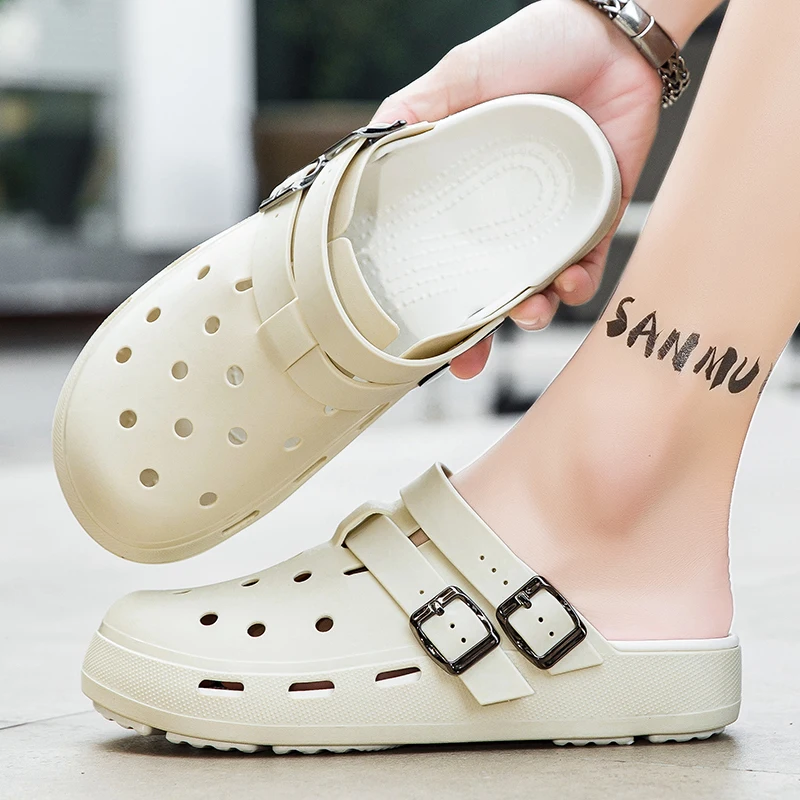 

Jelly sandals, men's Boken shoes, half-drag beach shoes, poop-feeling , anti-slip and waterproof outdoor casual shoes