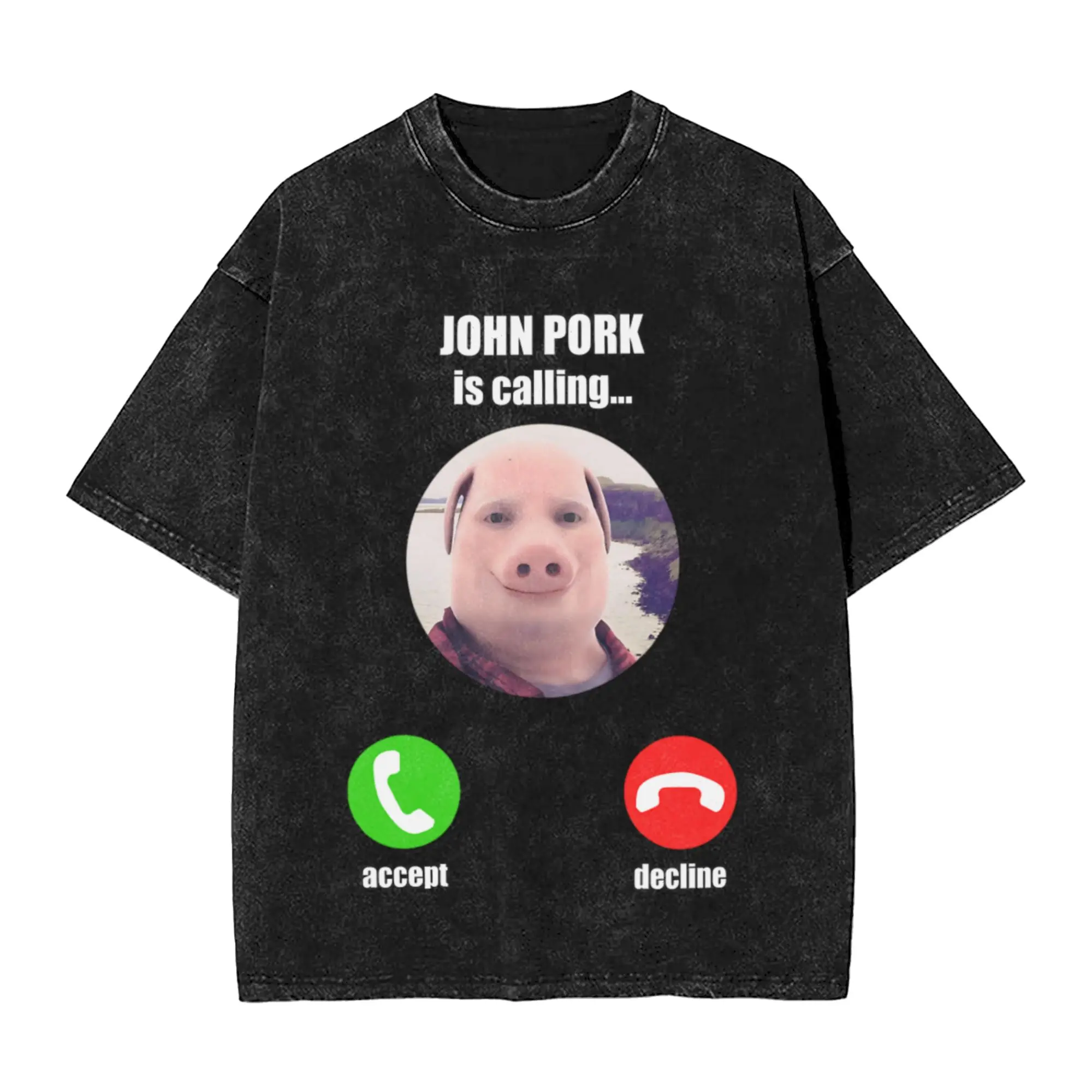 John Pork Is Calling Funny Meme Unique Cool A Vintage Oversized Cotton Unisex T-Shirts