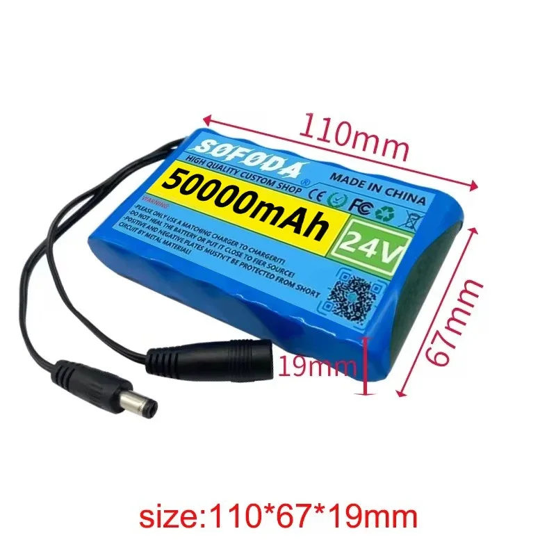 New Original 24v 6S1P 50000mah Battery Rechargeable Lithium-ion Pack Capacity DC 24v CCTV Cam Monitor + Charger