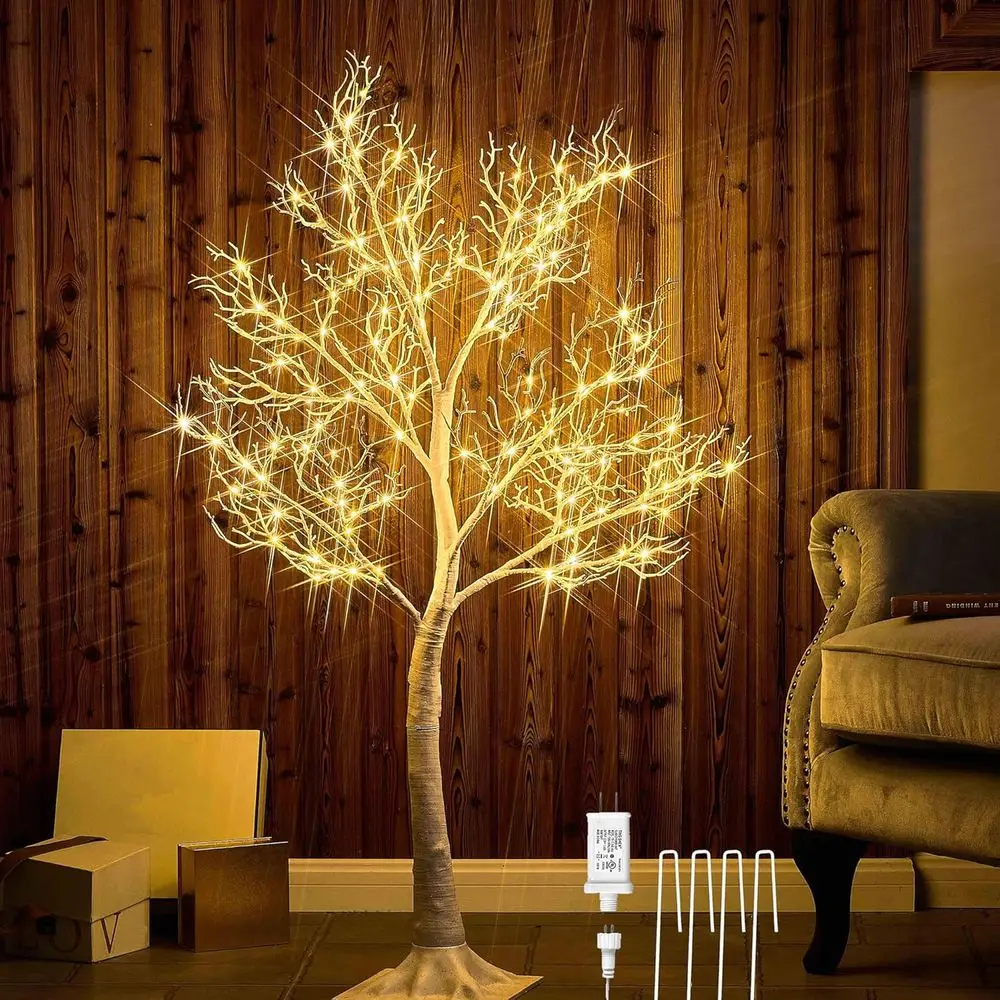 

Illuminated White Branch Tree with 150 LED Fairy Lights for Indoor and Outdoor Christmas Decor