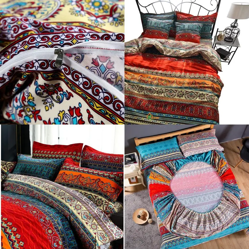 

Bohemian Striped Duvet Cover Set - Full Size Cotton Boho Bedding, No Comforter Included