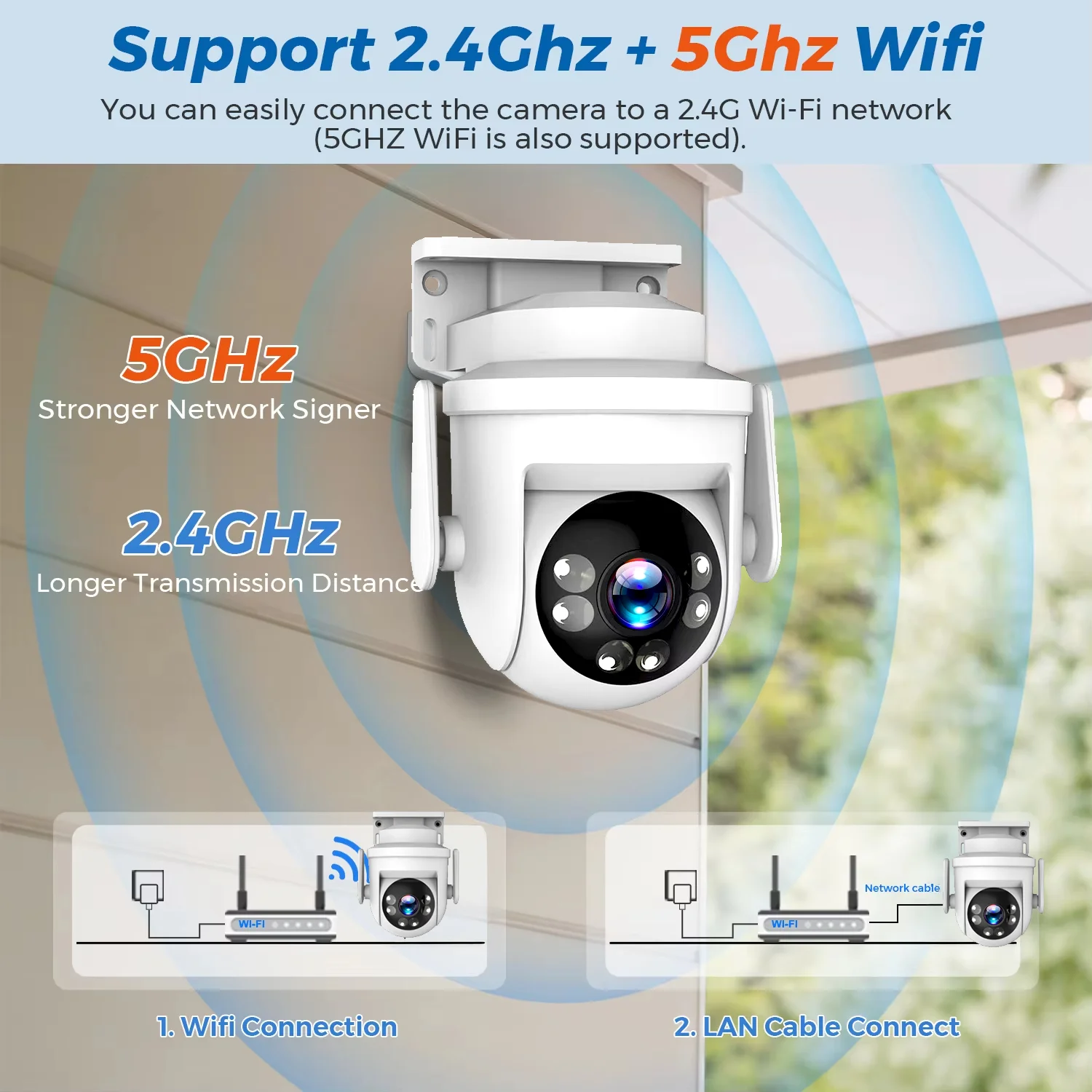 كاميرا Tuya 2K 6MP للأمن في الهواء الطلق 5G Wifi PTZ IP كاميرا ملونة للرؤية الليلية PIR كشف الحركة كاميرا خارجية Alexa/Goggle