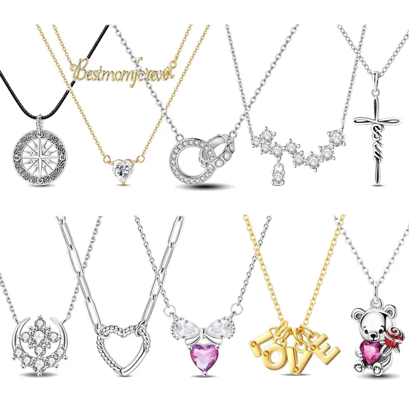 Love Shape Bear Life Tree Pendant Necklace 925 Sterling Silver Fashion Women Charm Jewelry Gift Send Mother Sisters Friends