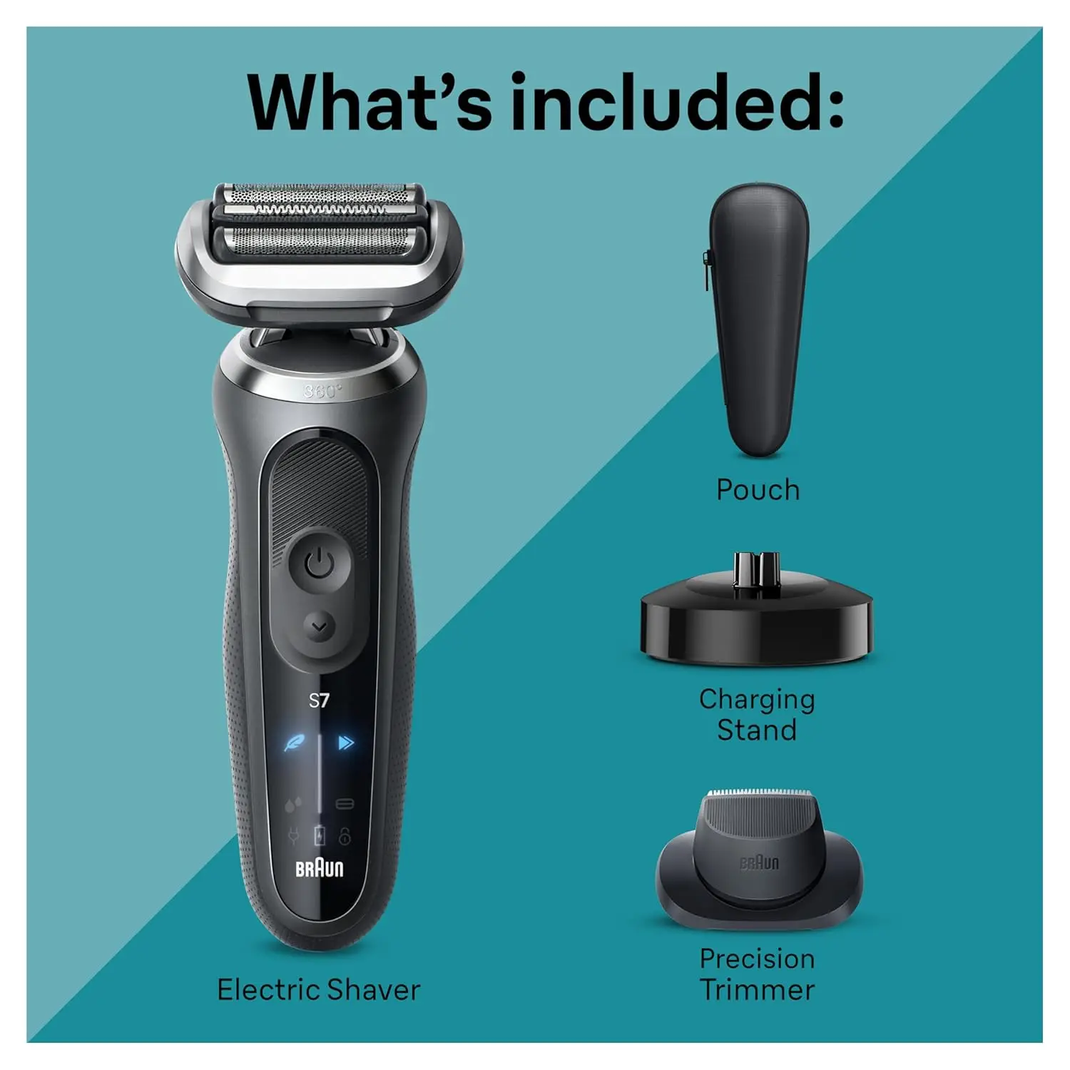 Series 7 7127cs, Wet & Dry Shave, Turbo & Gentle Shaving Modes, Waterproof Foil Shaver, Engineered in Germany, with Beard Trimme