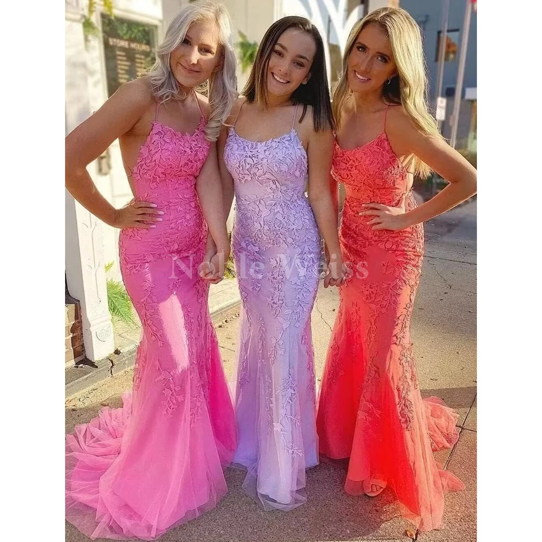 Apliques de encaje para mujer, tirantes finos, vestidos de noche de sirena, vestido de fiesta sin espalda personalizado