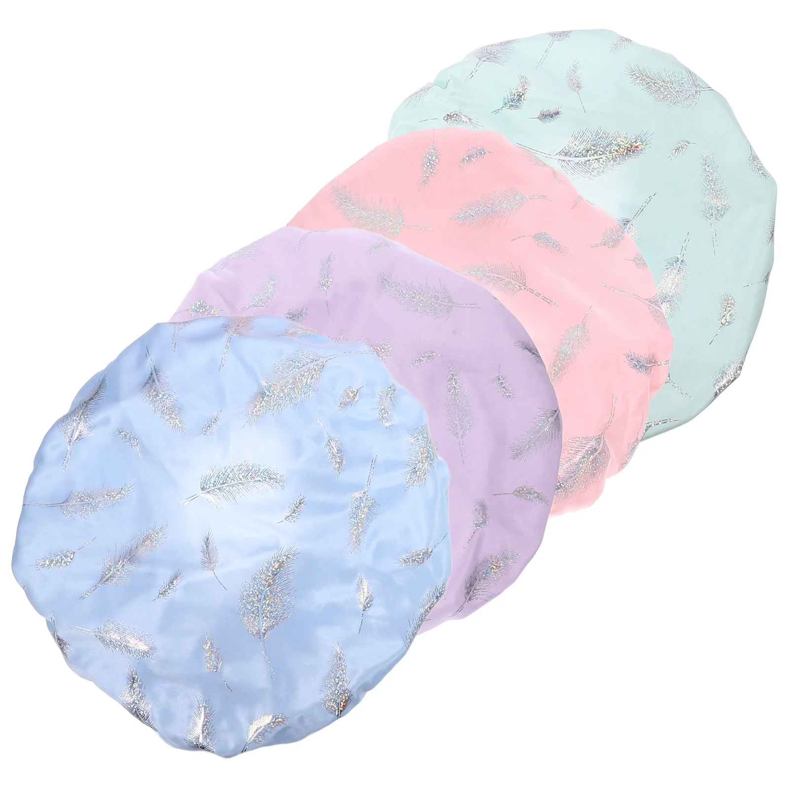 

4Pcs Double Layer Waterproof Shower Caps for Women Reusable Elastic Hair Protection Bathing Swimming Caps Waterproof Shower Cap