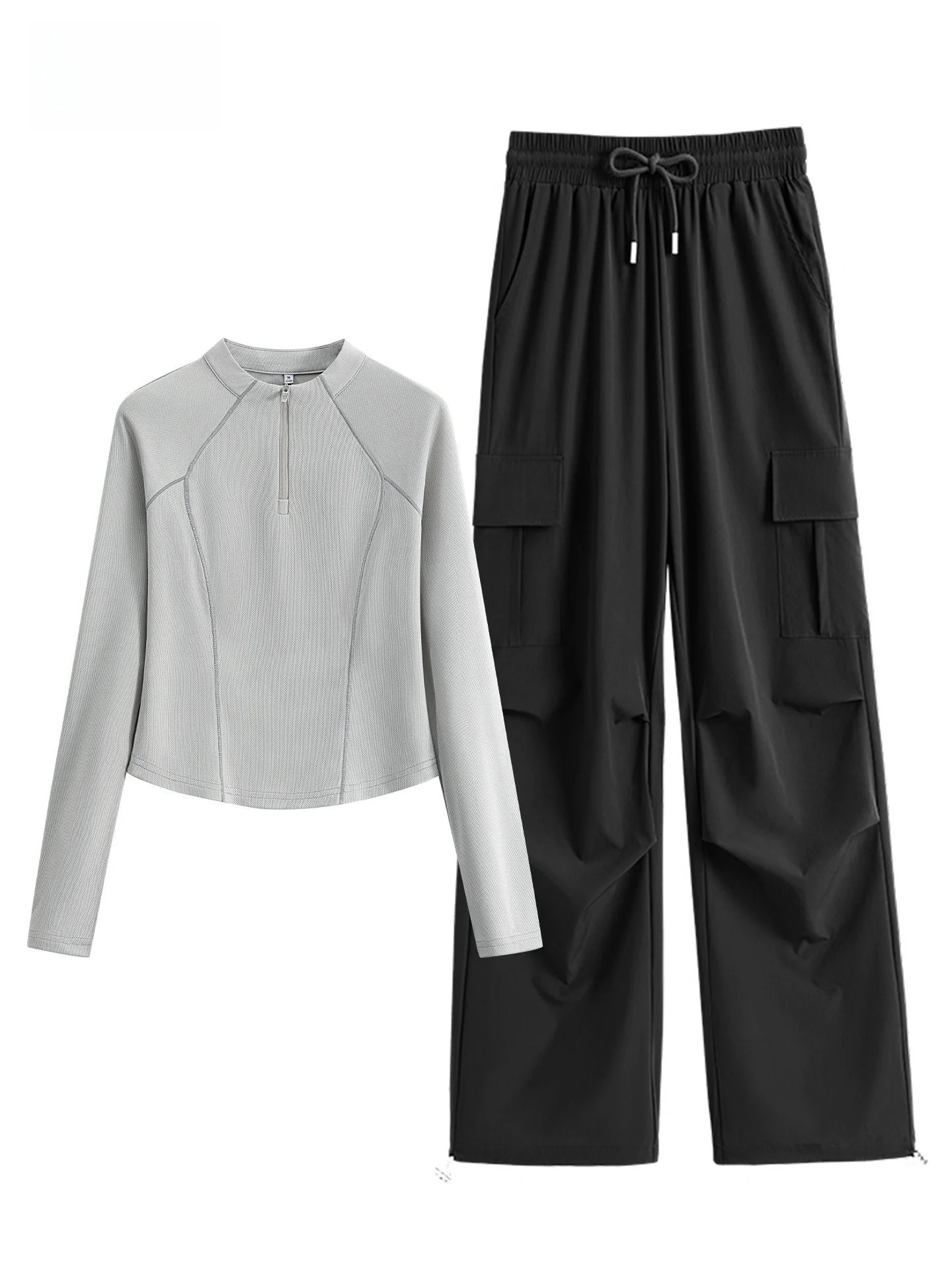 

Qui Dry Long Sve Sports Set Women's Outdoor Workwear Trousers Outfit Two Piece Set Spring Summer Autumn New Arrival