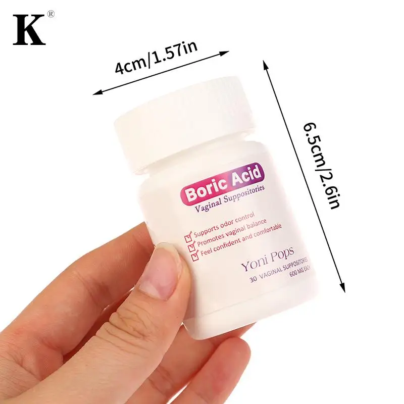 30Pcs Medical Grade Boric Acid Vaginal Suppositories Intimate Health Support Women PH Balance Pills for Yeast Infection 600mg