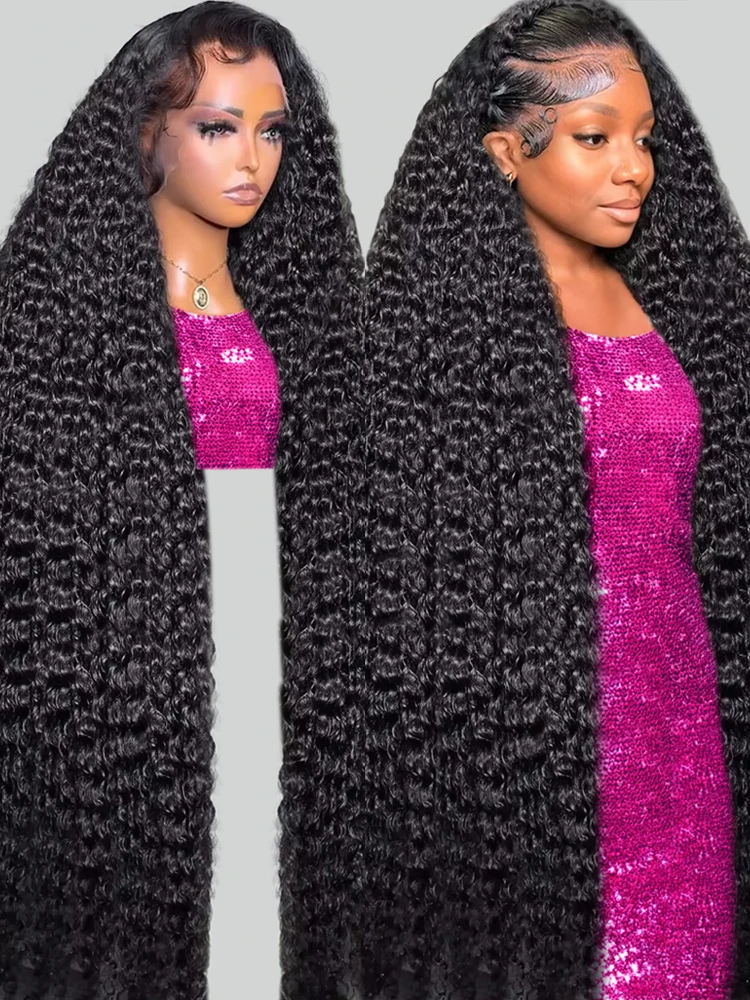 40 46 بوصة 13x6 Hd شفافة المياه شعر بشري مجعد الدانتيل الجبهة الباروكات البرازيلي 13x4 موجة عميقة الدانتيل الباروكة الأمامية للنساء 300%