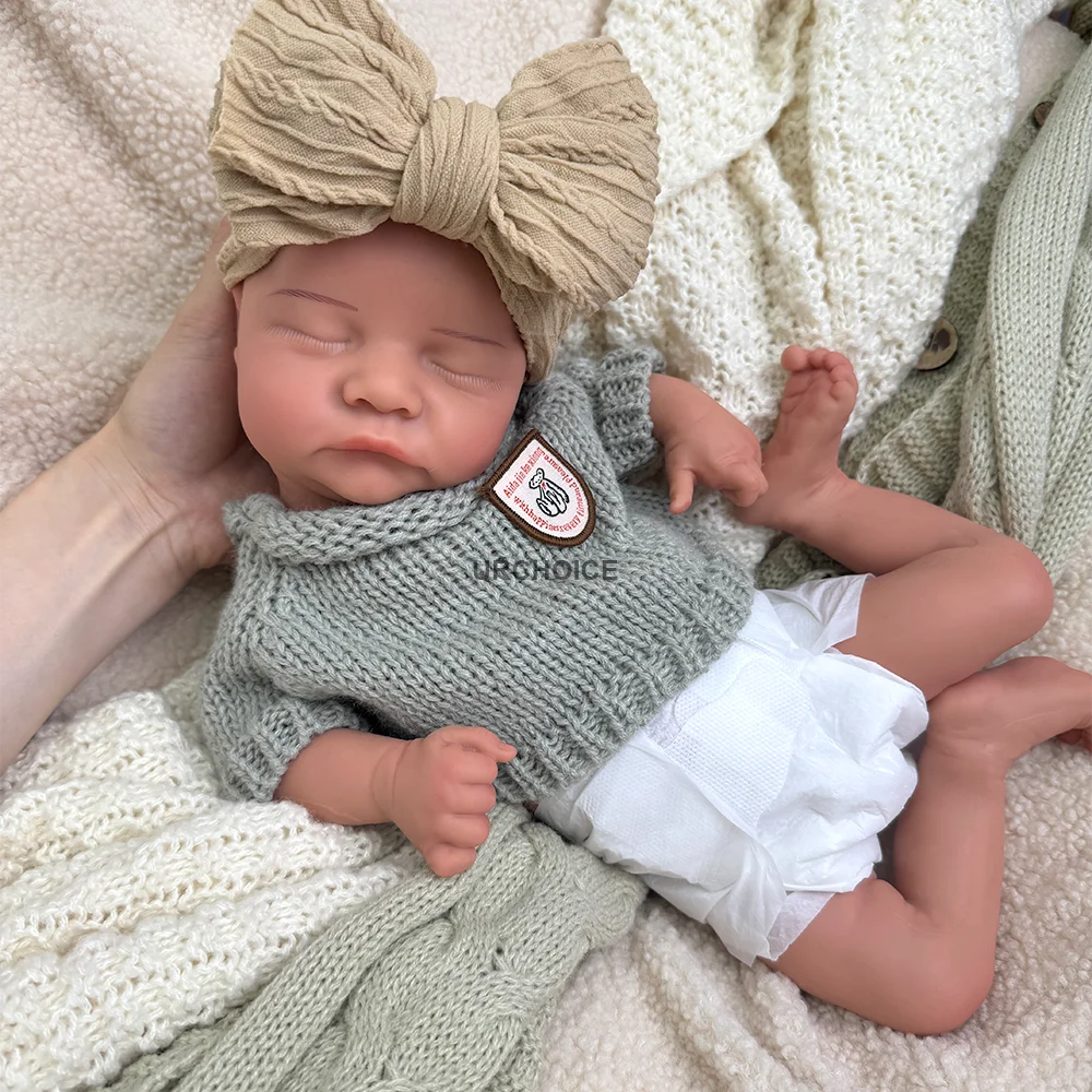 Realistica bambola rinata in silicone morbido da 17 pollici dipinta a mano adorabile neonato per collezionisti d'arte insegnamento della scuola materna e regali di festa