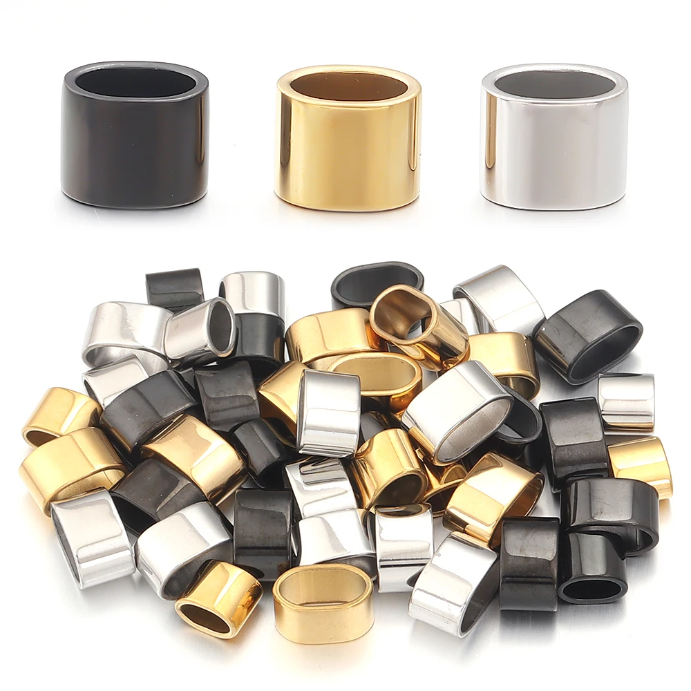 6pcs Stainless Steel Tube Stopper Spacer Beads Metal Positioning Buckle For Jewelry Making DIY Leather Cord Bracelet Accessories