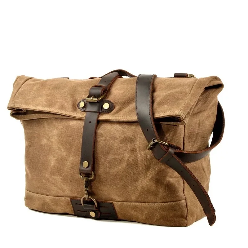 Vintage Retro Canvas Men Messenger Bag Laptop Bookbag Work Satchel Male Waterproof Travel Outdoor Locomotive Crossbody Bag