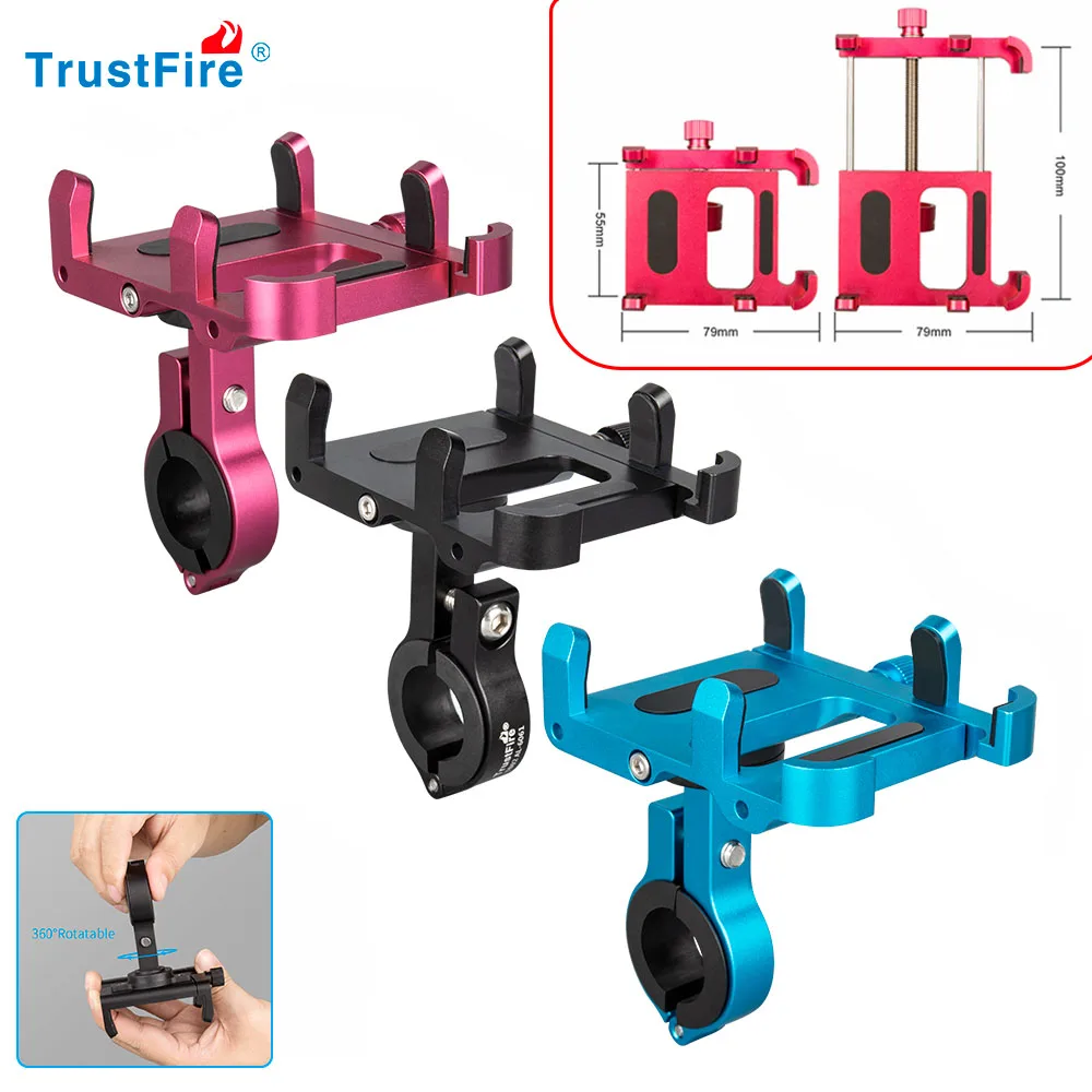 

Trustfire-Aluminum Phone Mount Stand Bicycle Holder Bike Accessories Non-slip Cycling Bracke 360 ° Rotatable Adjustable TB02