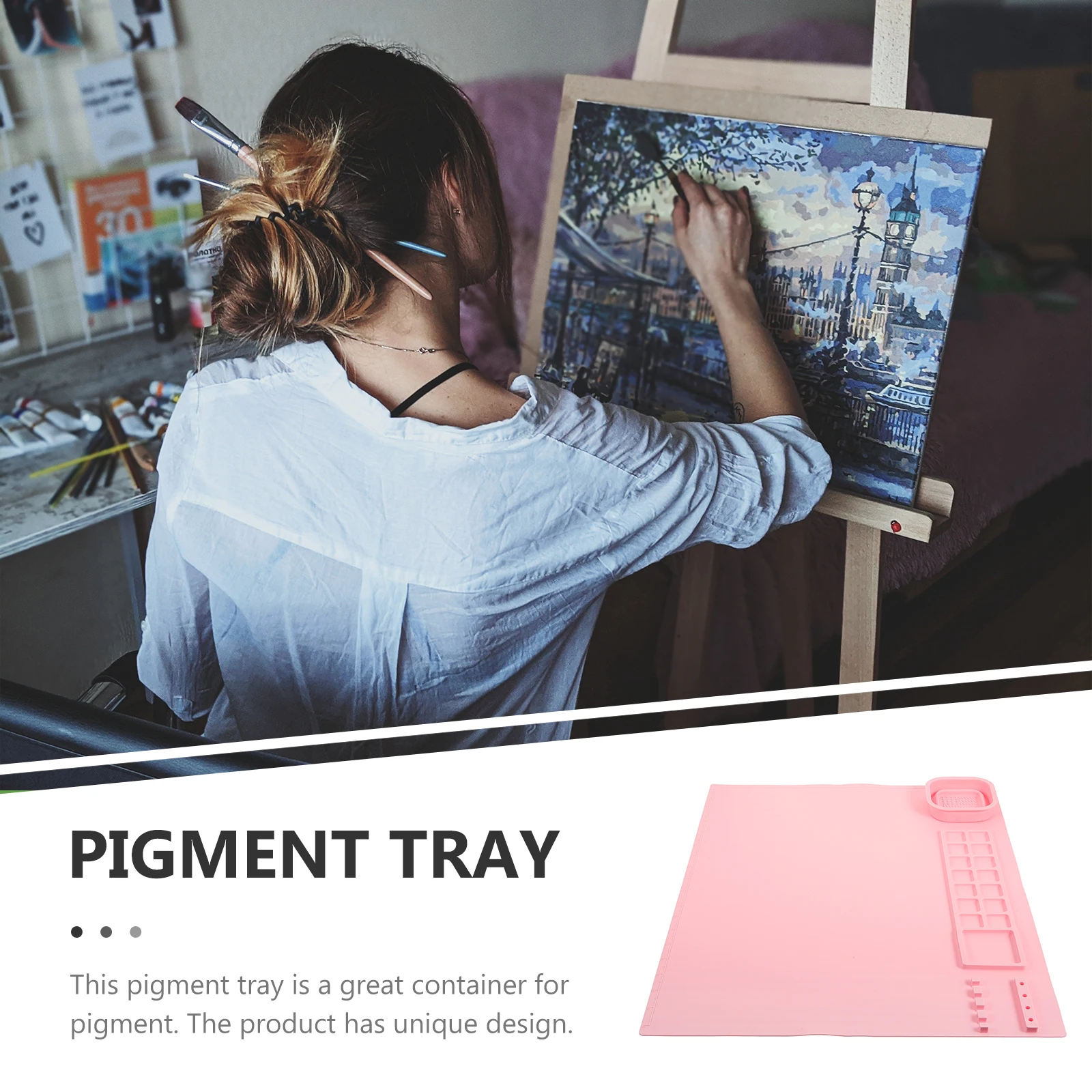 

Silicone Drawing Mat Pink Pigment Tray Color Mixing Plates Watercolor Painting Board Paints Cup Diy Plate Artist Supplies