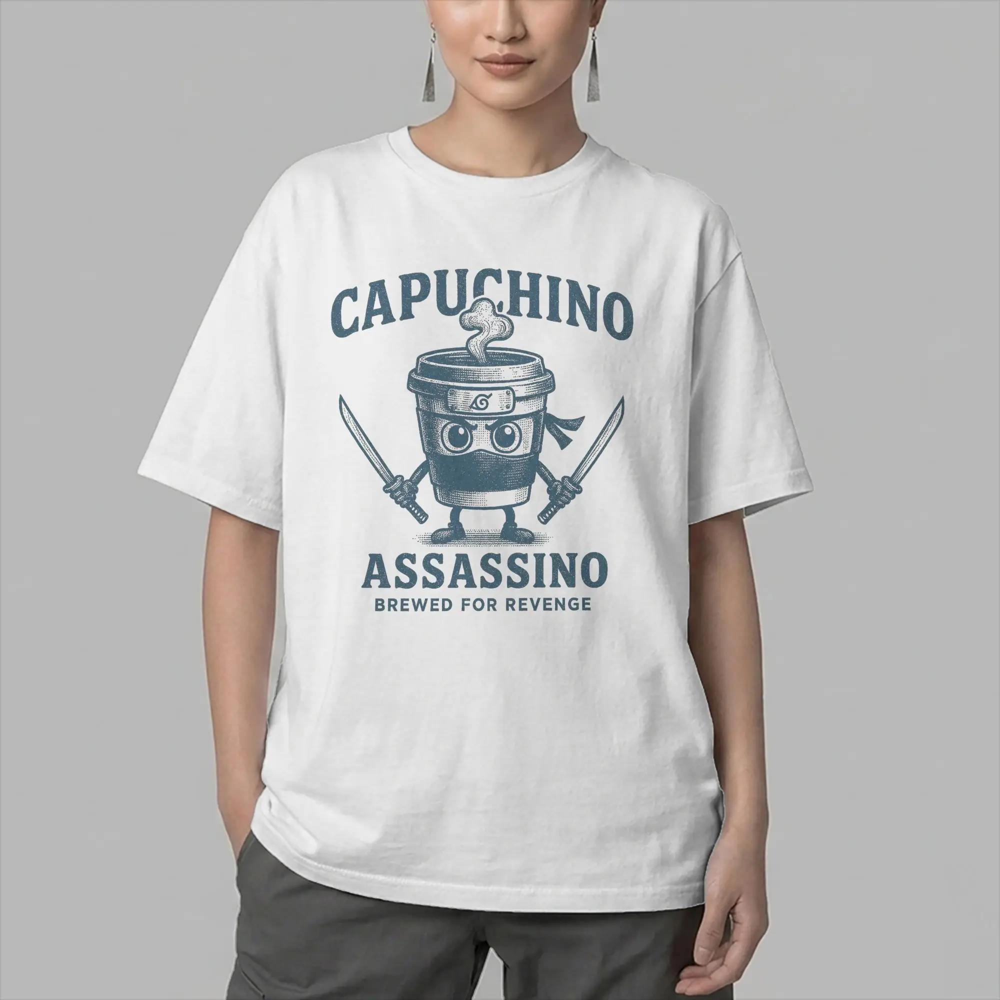 Cappuchino Assassino Brewed for Revenge Italian Brainrot T-Shirts Men  Cotton Tee Shirt Short Sleeve T Shirt Graphic Clothes
