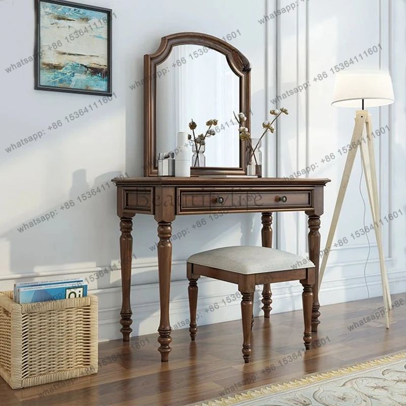 

Retro all solid wood dresser 1m bedroom dresser storage table ash wood furniture