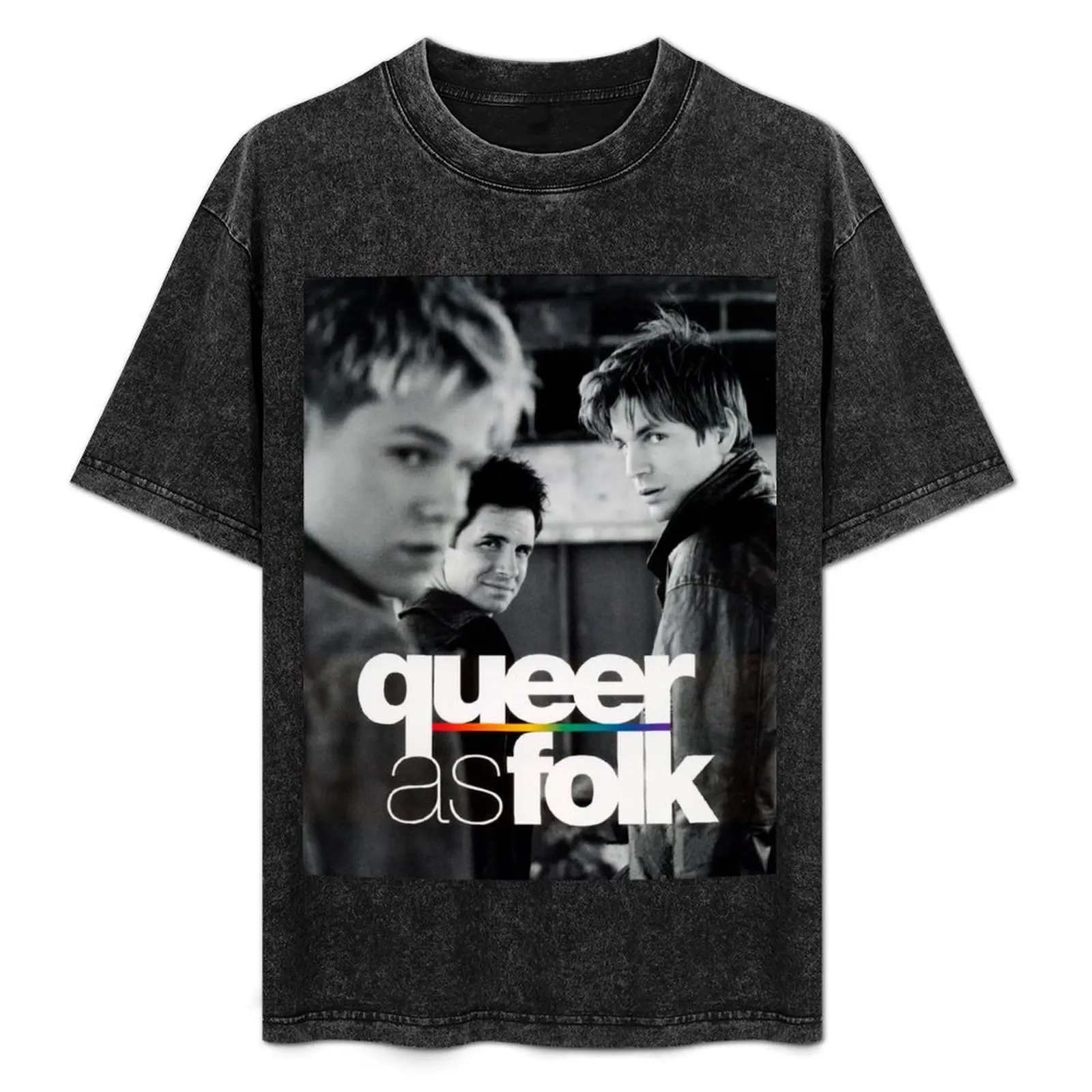 Camiseta Queer as Folk B&N, camiseta de color liso para personas grandes y altas