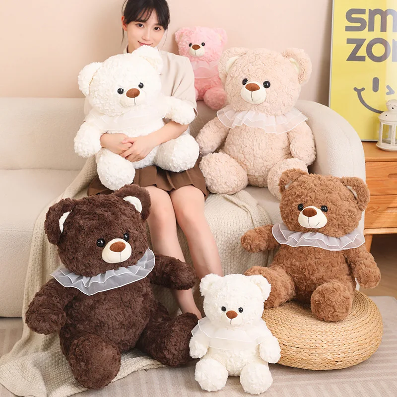 35/50/60cm Kawaii Bear with Lace Scarf Plush Toys Stuffed Soft Lovely Teddy Pillow Birthday Valentine's Gifts