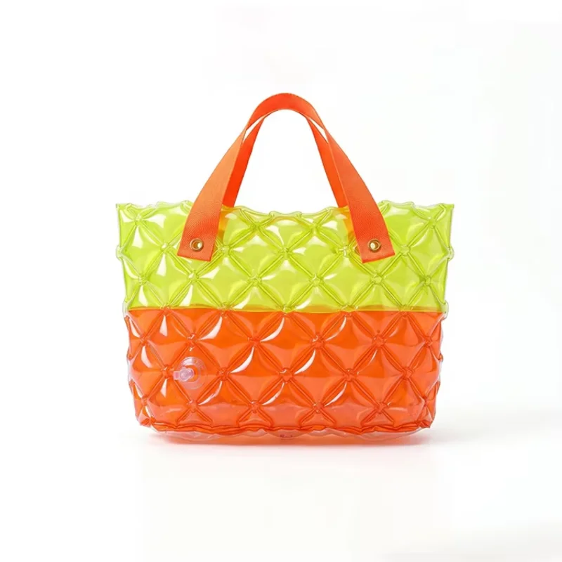 PVC Inflatable Tote Bag Lightweight Portable Beach Handbag Waterproof Sand-Proof Summer Travel Shoulder Bag for Pool & Vacation
