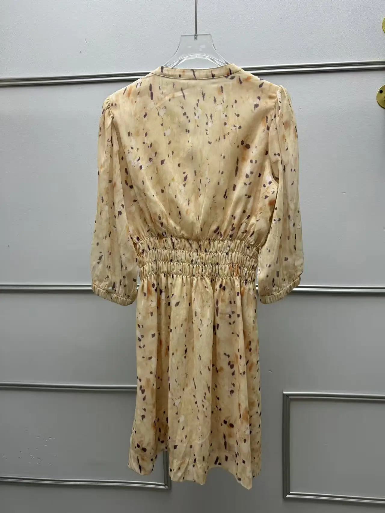 Ele Floral Print V-Ne ort Dr Damska spódnica letnia o kroju litery A, wyszczuplająca talię, z wysokim stanem, z włókna poliestrowego, nowość