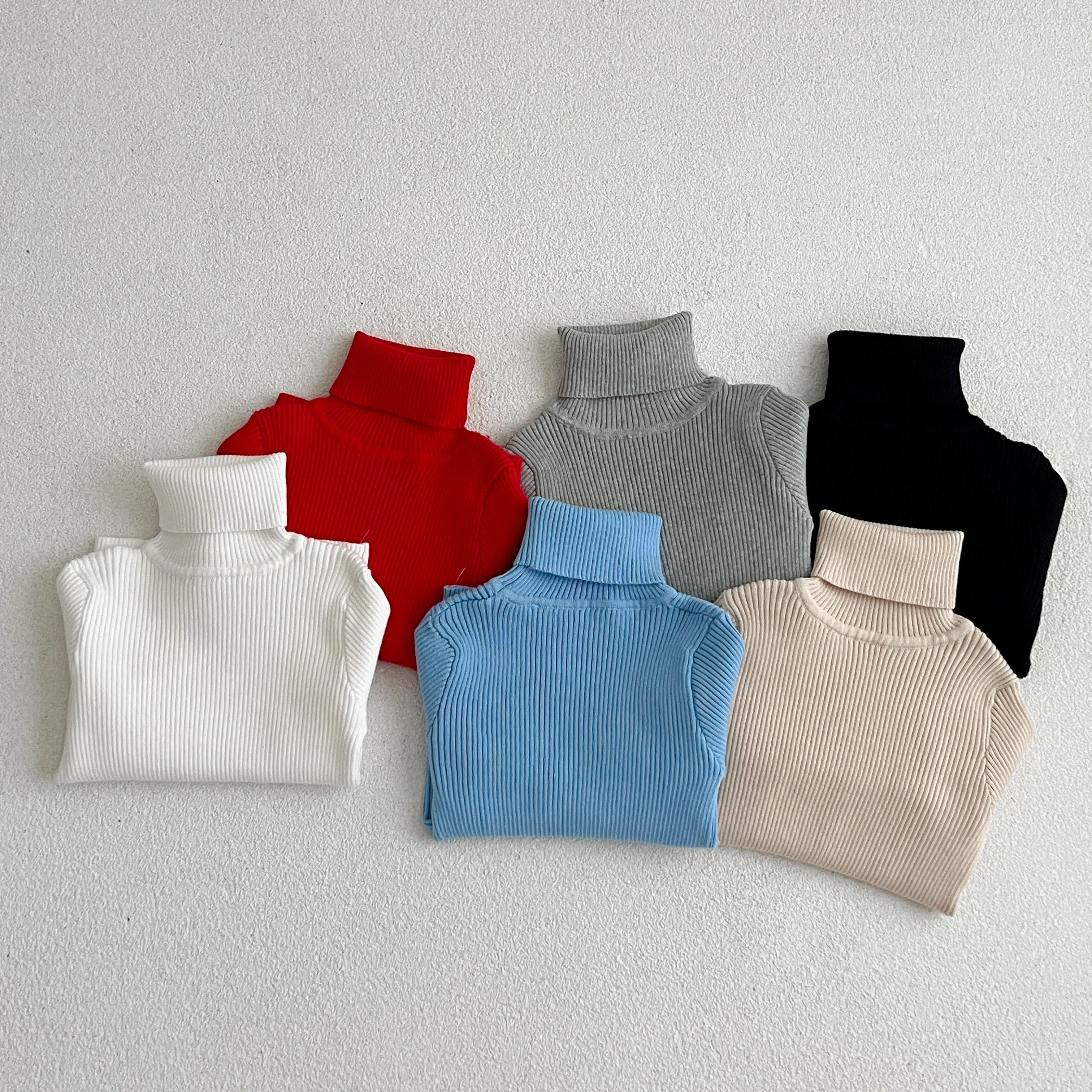 1-6Y Jungen Mädchen Rollkragenpullover Herbst Baby Pullover Kinder Pullover Für Winter Gestrickte Bodenbildung Jungen Pullover Vetement Enfant – Detail 1