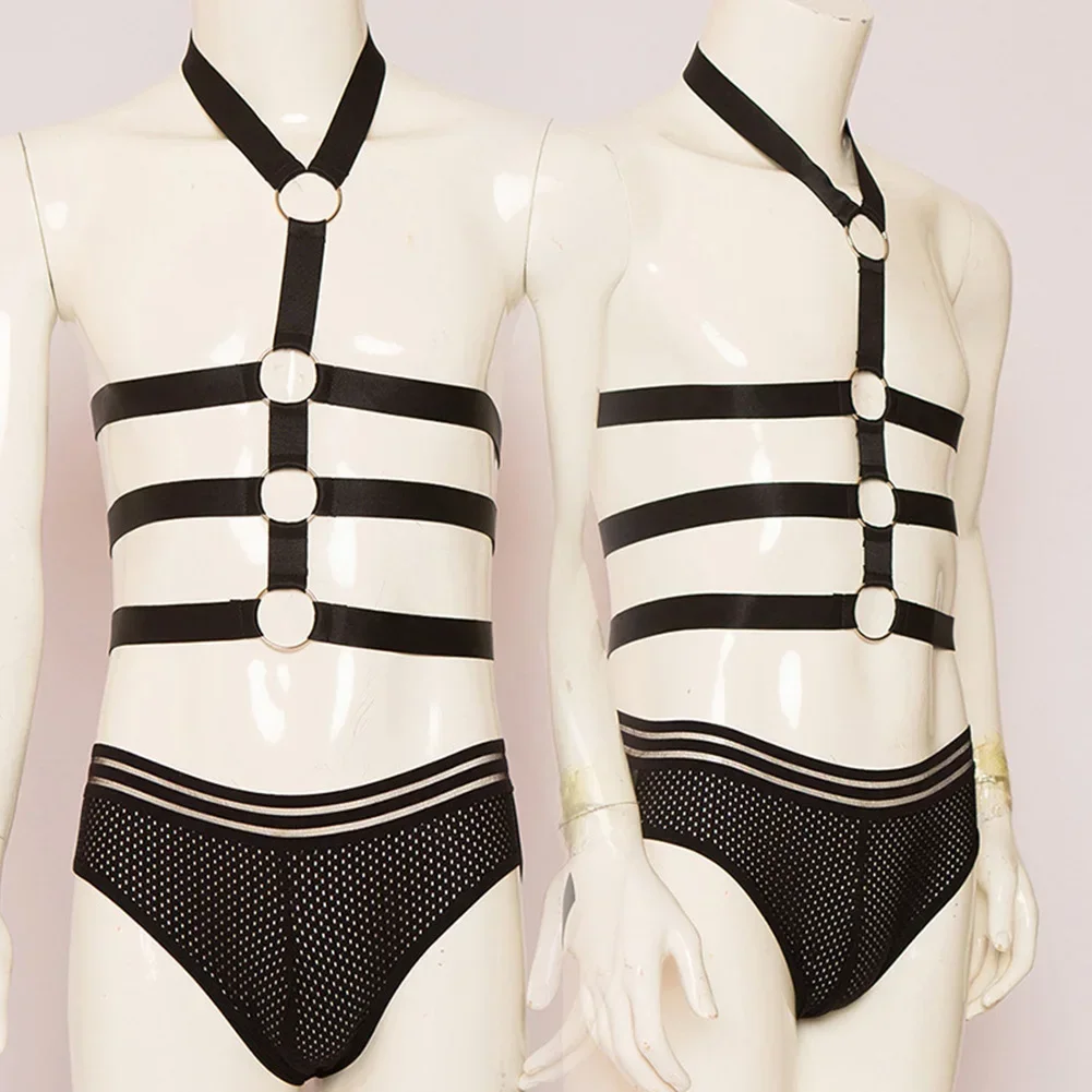 

Men Sexy Bodysuit Bondage Body Suspender Body Harness Mesh See Through Briefs Backless Playsuit Hollow Out Lingerie