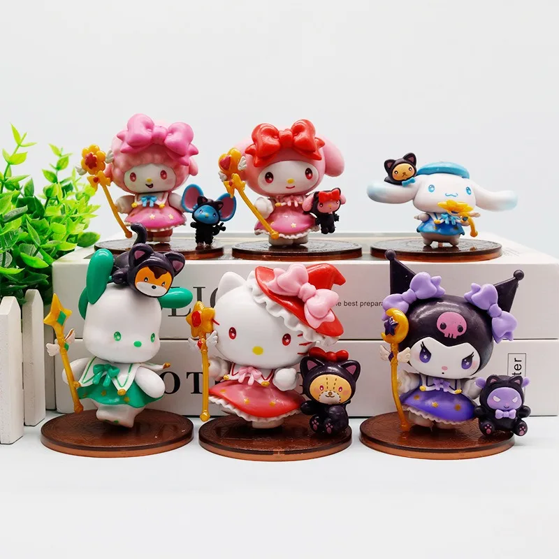 Sanrio boîte aveugle Kuromi Hello Kitty Figure nuit étoilée fête magicien série PVC table Collection décoration cadeaux mystère